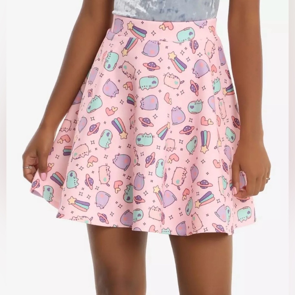 Pusheen Space Skater Skirt Hot Topic Pink Cosmic Cat Print Kawaii Pastel Y2K S